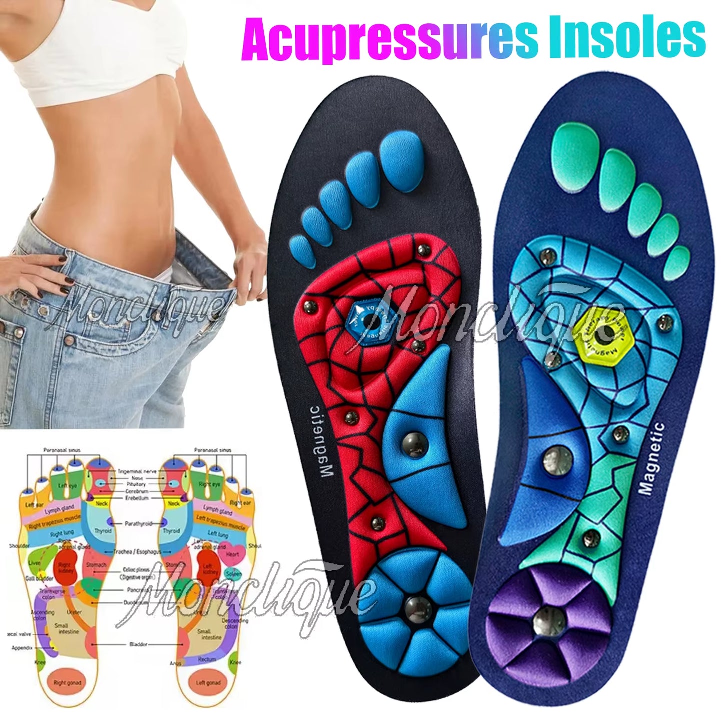 Medical Magnetic Therapy Sports Insoles Massage Foot Weight Loss Slimming Acupressure Insole Anti-Fatigue Health Care Shoe Pads